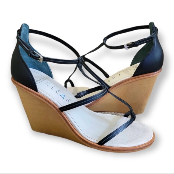 Dolce Vita | Jeana Black Leather Strappy Sandal Wedges | Size 8.5 - Picture 7 of 11